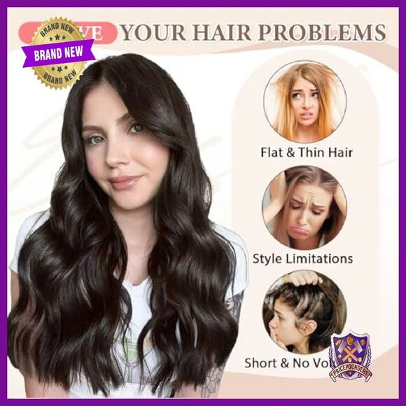 20-Inch Synthetic Clip-In Hair Extensions, 6-Piece Set, Heat-Friendly
